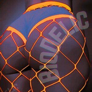 Electric Orange Pantyhose UV Fishnet Tights Glow in the Dark